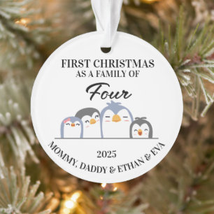 Ornamento Primeiro Natal como uma Família de 4, Pinguim Pers