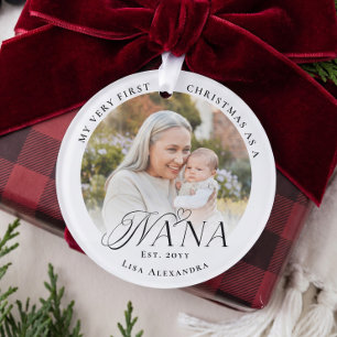 Ornamento Primeiro Natal como Vovó Foto Personalizada do Beb