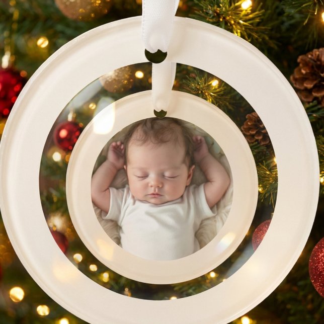 Ornamento Primeiro Natal da Foto PERSONALIZADO  (Criador carregado)