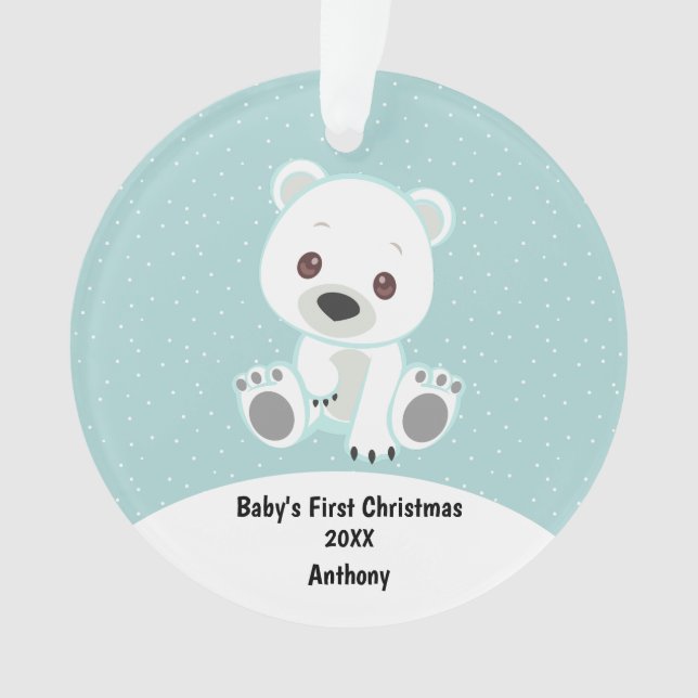 Ornamento Primeiro Natal do Baby Bear Bear Baby (Frente)
