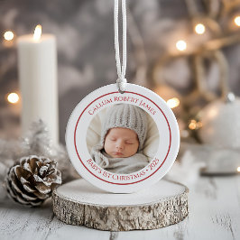 Ornamento Primeiro Natal do Bebê Adorno 2025 com Foto