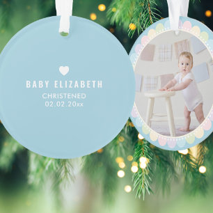 Ornamento Primeiro Natal do Bebê Christening Baptism Phot
