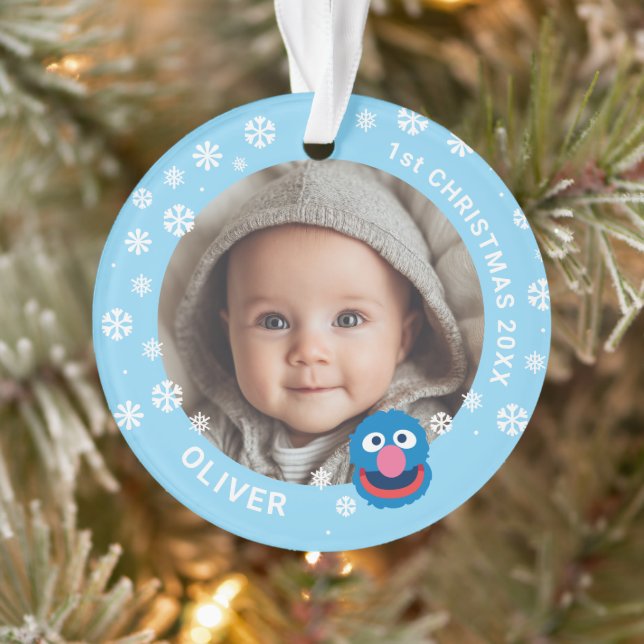 Ornamento Primeiro Natal do Bebê Grover Design Personalizado (Árvore)