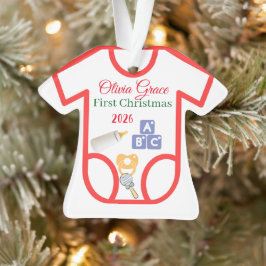 Ornamento Primeiro Natal do bebê personalizado 2025