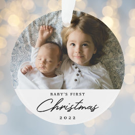 Ornamento Primeiro Natal do Bebê Personalizado Moderno Foto