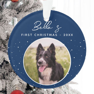 Ornamento Primeiro Natal do Cachorrinho Border Collie Foto