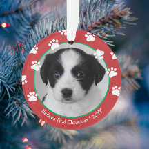 Primeiro Natal do Cachorrinho Pegadas Vermelhas e 