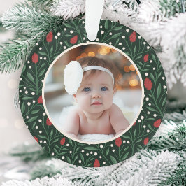 Ornamento Primeiro Natal do Classic Floral Frame Baby