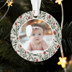 Ornamento Primeiro Natal do Classic Floral Frame Baby