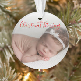 Ornamento Primeiro Natal do Elegante Simple Red Photo Baby