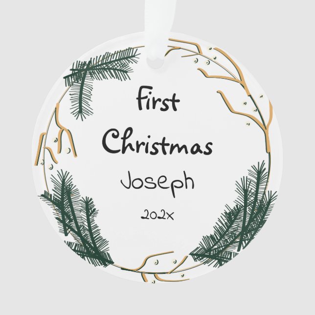Ornamento primeiro natal elegante (Frente)