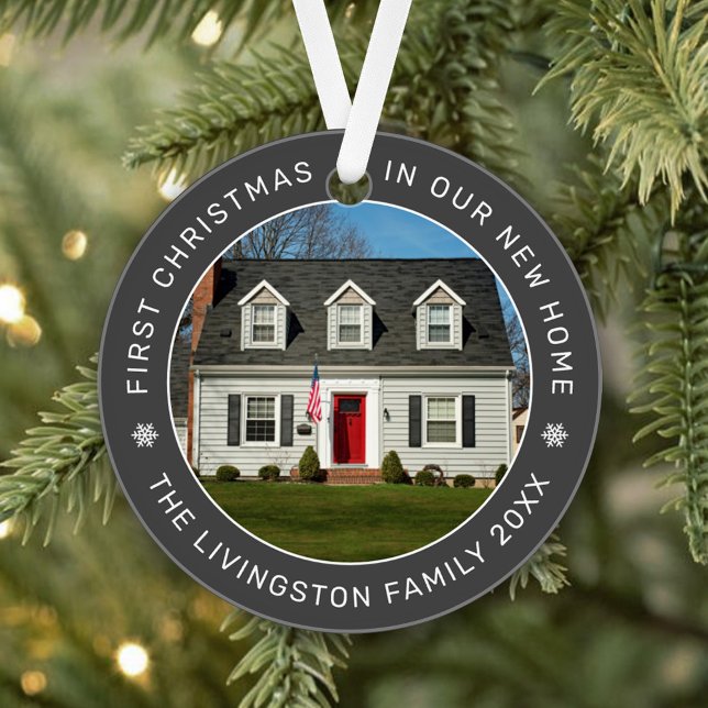 Ornamento Primeiro Natal em Nossa Nova Foto Personalizada da (Criador carregado)
