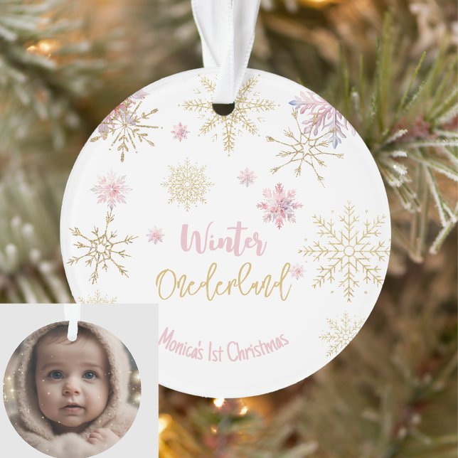 Ornamento Primeiro Natal Flocos de neve de inverno Acrílicos (Criador carregado)