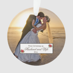 Ornamento Primeiro Natal Marido e Mulher - Poinsettia