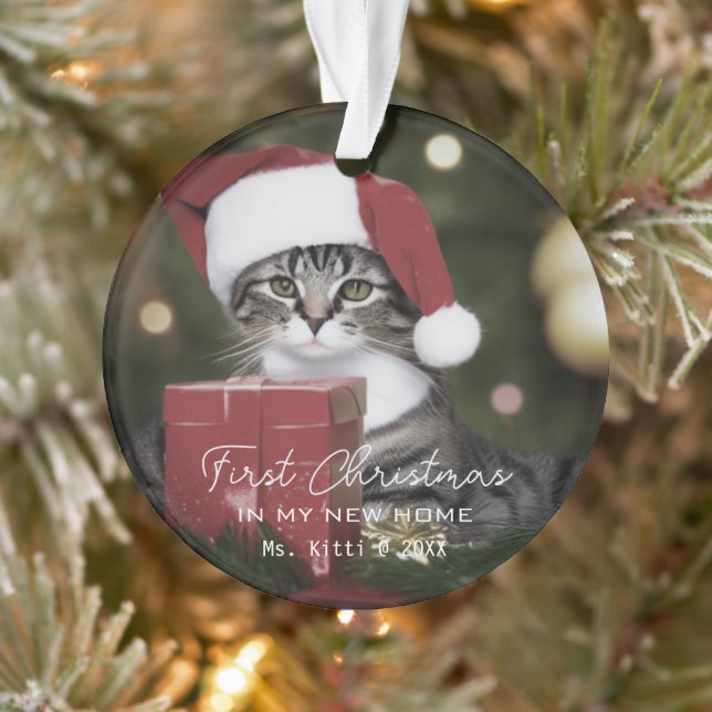 Ornamento Primeiro Natal No Meu Novo Gato De Gato De Gato Ga (Árvore)