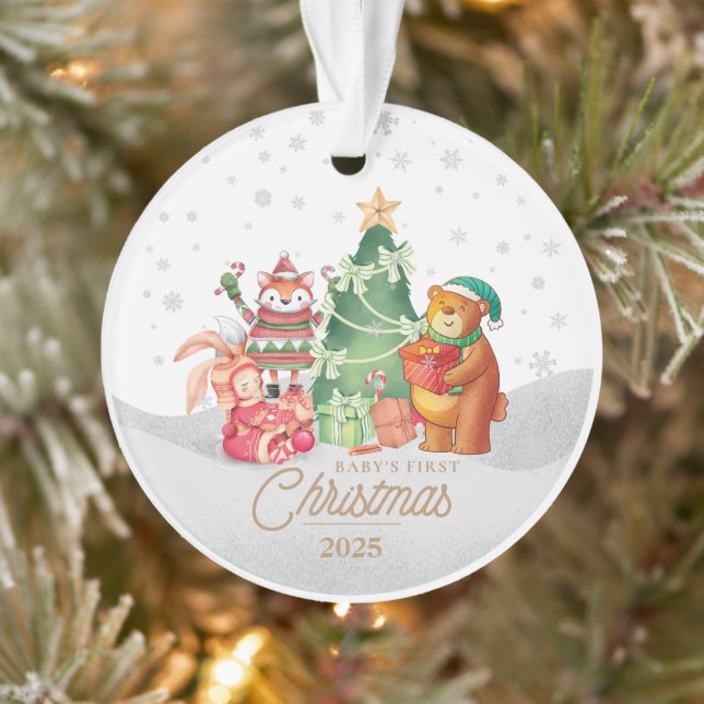 Ornamento Primeiro Natal Personalizado do Bebê (Árvore)