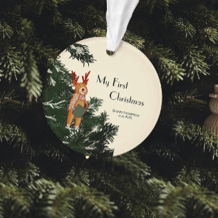 Ornamento Primeiro Natal – Rena Cantando Canções de Natal em