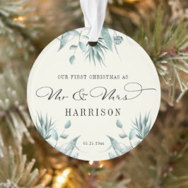 Ornamento Primeiro Natal Sr. e Sra. Eucalyptus Greenery