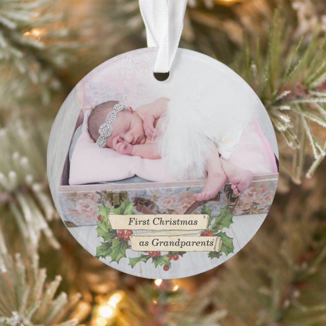 Ornamento Primeiro Natal Vitoriano como Avós - Foto (Árvore)