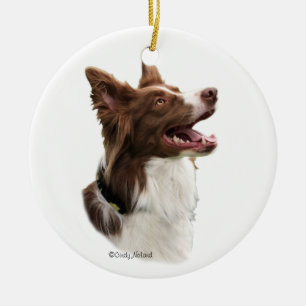 Ornamento principal vermelho de border collie