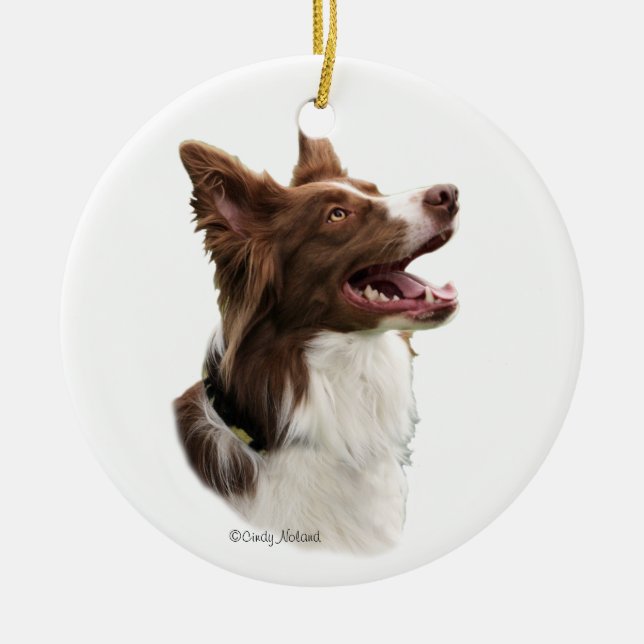 Ornamento principal vermelho de border collie (Frente)