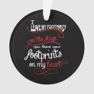 Ornamento Professor da dança - pegadas no coração
