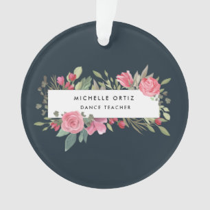 Ornamento Professor floral personalizado da dança