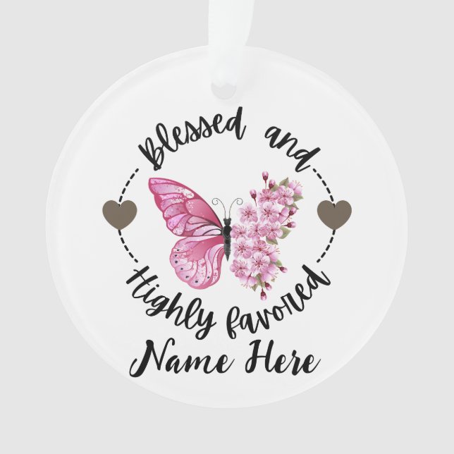 Ornamento Psalm 88:4 Abençoada Borboleta Personalizada Altam (Frente)