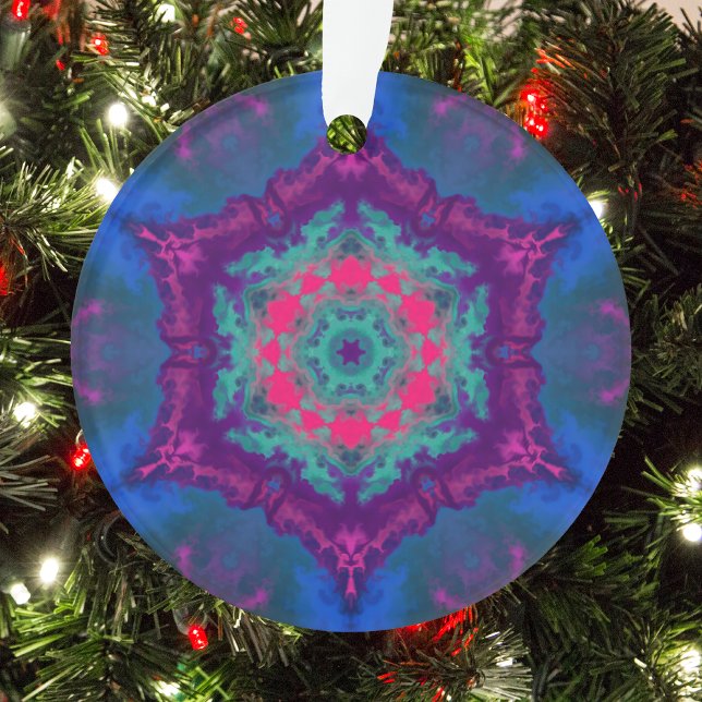 Ornamento Psicodélica Azul Hippie Roxo e Rosa (Criador carregado)