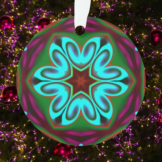 Ornamento Psicodélico Flor Azul Verde e Roxo (Criador carregado)