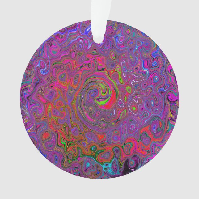 Ornamento Psicodélico Groovy Magenta Retro Líquido (Frente)