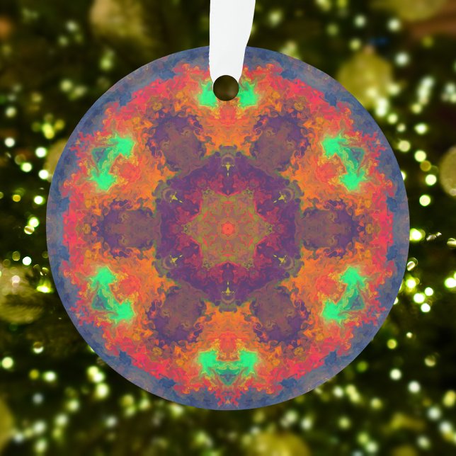 Ornamento Psicodélico Hippie Roxo Laranja e Verde (Criador carregado)