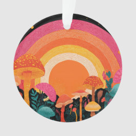 Ornamento Psychedelic Mushroom Sunset – Retro Fantasy Nature