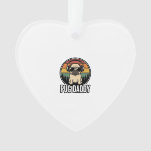 Ornamento Pug Daddy Vintage Sunset Design de Camiseta de Cac