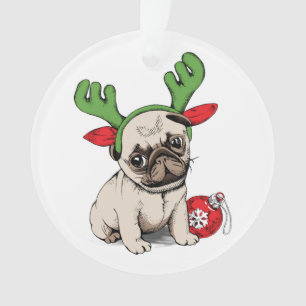 Ornamento Pug do filhote de cachorro do Feliz Natal
