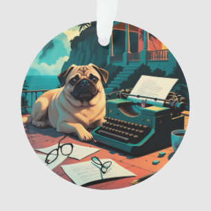 Ornamento Pug Dog gentleman vintage