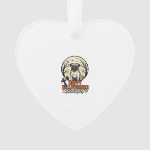 Ornamento Pug Halloween Doces ou Travessuras Desenho de Grav