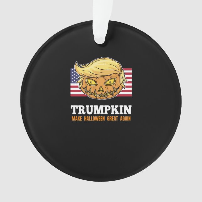 Ornamento Pumpkin Halloween Pumpkin Com Bandeira Design (Frente)