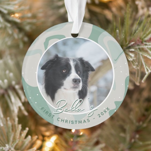Ornamento Puppy First Christmas Border Collie Dog Foto (Árvore)