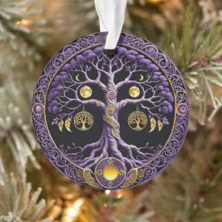 Ornamento Purple and Gold Tree of Life Mandala