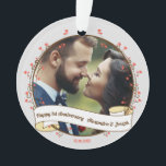 Ornamento Quadro decorativo de fotos de aniversário de ruas<br><div class="desc">Foto decorativa de aniversário de casamento de 1rua romântica com Ornament de Corações.</div>