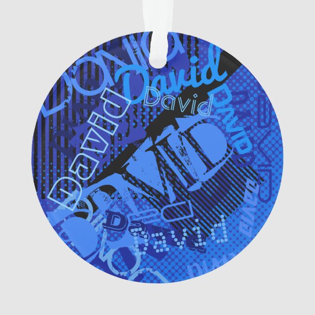 Ornamento Qualquer Nome Personalizável Criativo Azul (Verso)