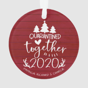 Ornamento Quarentena Juntos Fofo Covid Natal Vermelho