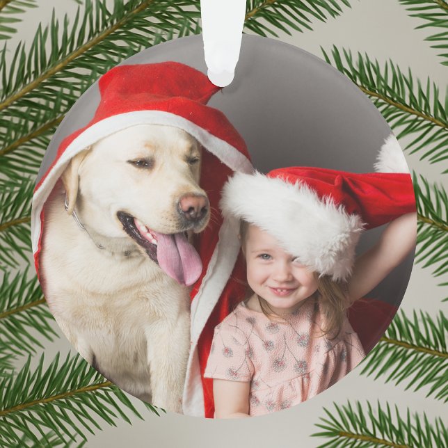 Ornamento Que Divertido! Foto de Natal Mínima Moderna (Personalized acrylic ornament created for families, friends, and cheerful Christmas celebrations)