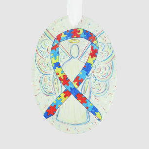 Ornamento Quebra-cabeça Sensibilização Friso Anjo