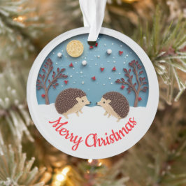 Ornamento Quilling effect 2 hedgehogs at Christmas