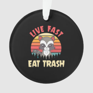 Ornamento Raccoon Lover Live Fast Comer Lixo