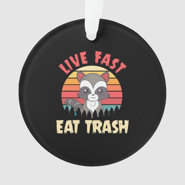 Ornamento Raccoon Lover Live Fast Comer Lixo (Frente)