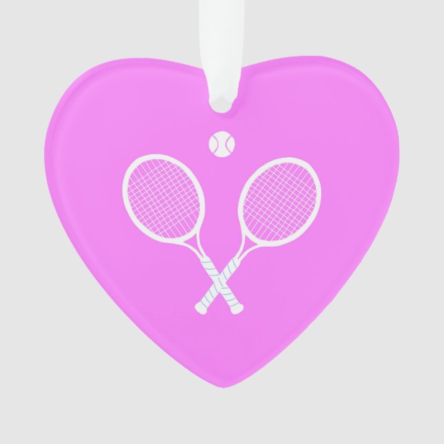Ornamento Rackets de tênis e Coração Rosa de Bola (Frente)