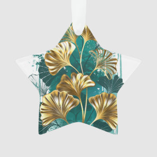 Ornamento Ramificação com Ouro deixa Ginko Biloba